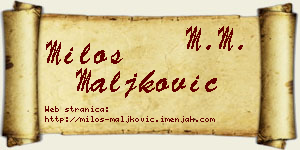 Miloš Maljković vizit kartica